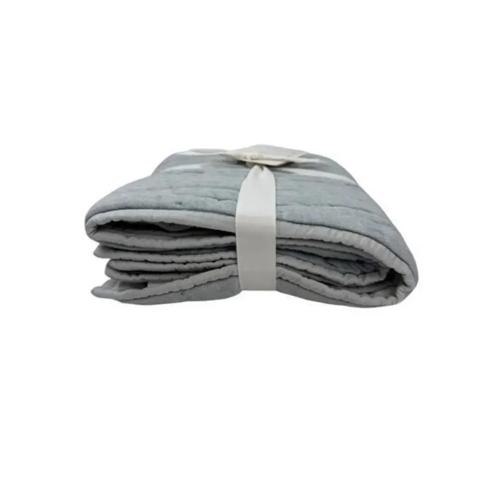 Pottery Barn Cloud Linen Cotton Quilted King Size Sham Chambray NEW WITH TAGS
